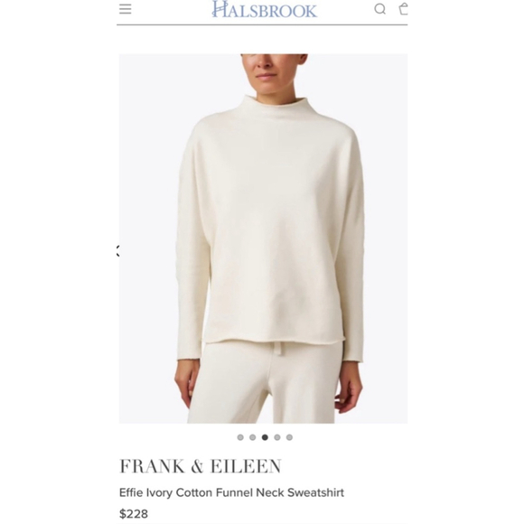 FRANK & EILEEN Tops - New Frank & Eileen Effie Ivory Cotton Funnel Neck Sweatshirt L